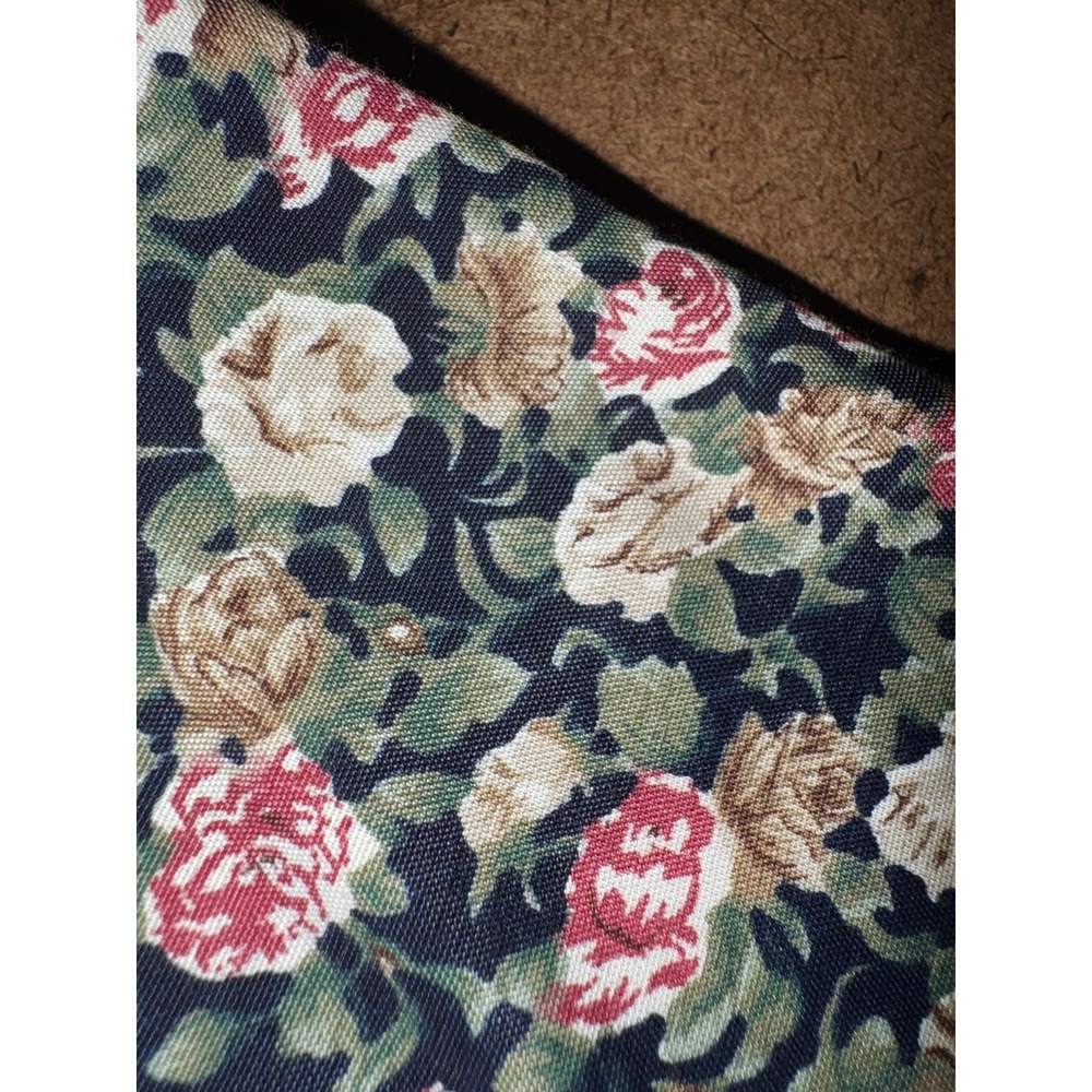 Vintage Decked Out Floral Midi Dress 3/4 Pearl Buttons Lace-Up Back 90s - Picture 5 of 7